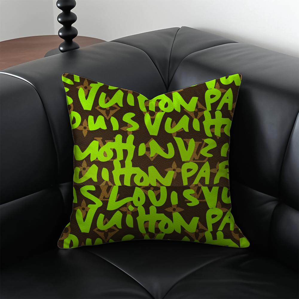 Simple English letters Cushion Cover Pillow Case Antidustmite Invisible zipper silky plush cushion