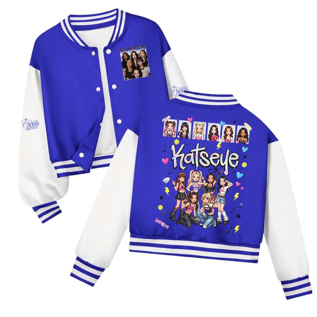 Kids Printed Baseball Jacket Casual Loose Fit Outerwear for Boys and Girls