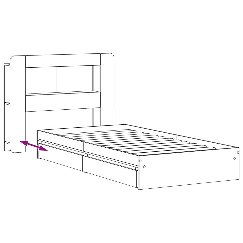 Bed Frame with Storage Space Sonoma Oak 75 X 190 Cm Particleboard