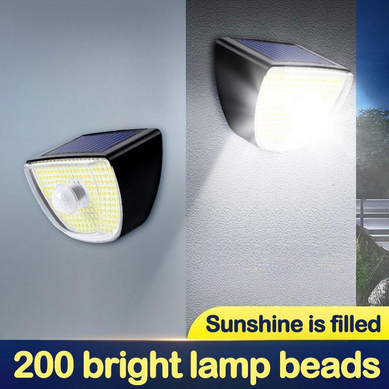 IP65 Waterproof Solar Outdoor Garden Lights Super Bright 200 LEDs Motion Sensor Wall Light Solar Powered Security Lamp