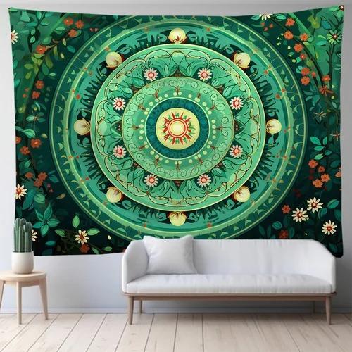 Mandala zielona sztuka tkanina wisząca sypialnia salon tkanina tło do druku dekoracja domu ściana salonu gobelin
