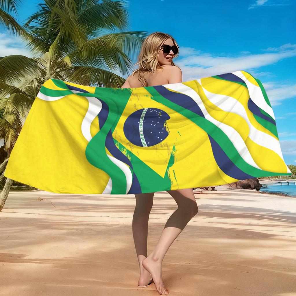 Brasilien-Thema Strandtuch Fußball-Weltmeisterschaft Schnelltrocknendes Handtuch Geeignet für Meeresufer Pool Camping Urlaub Yoga Für Familie Freunde
