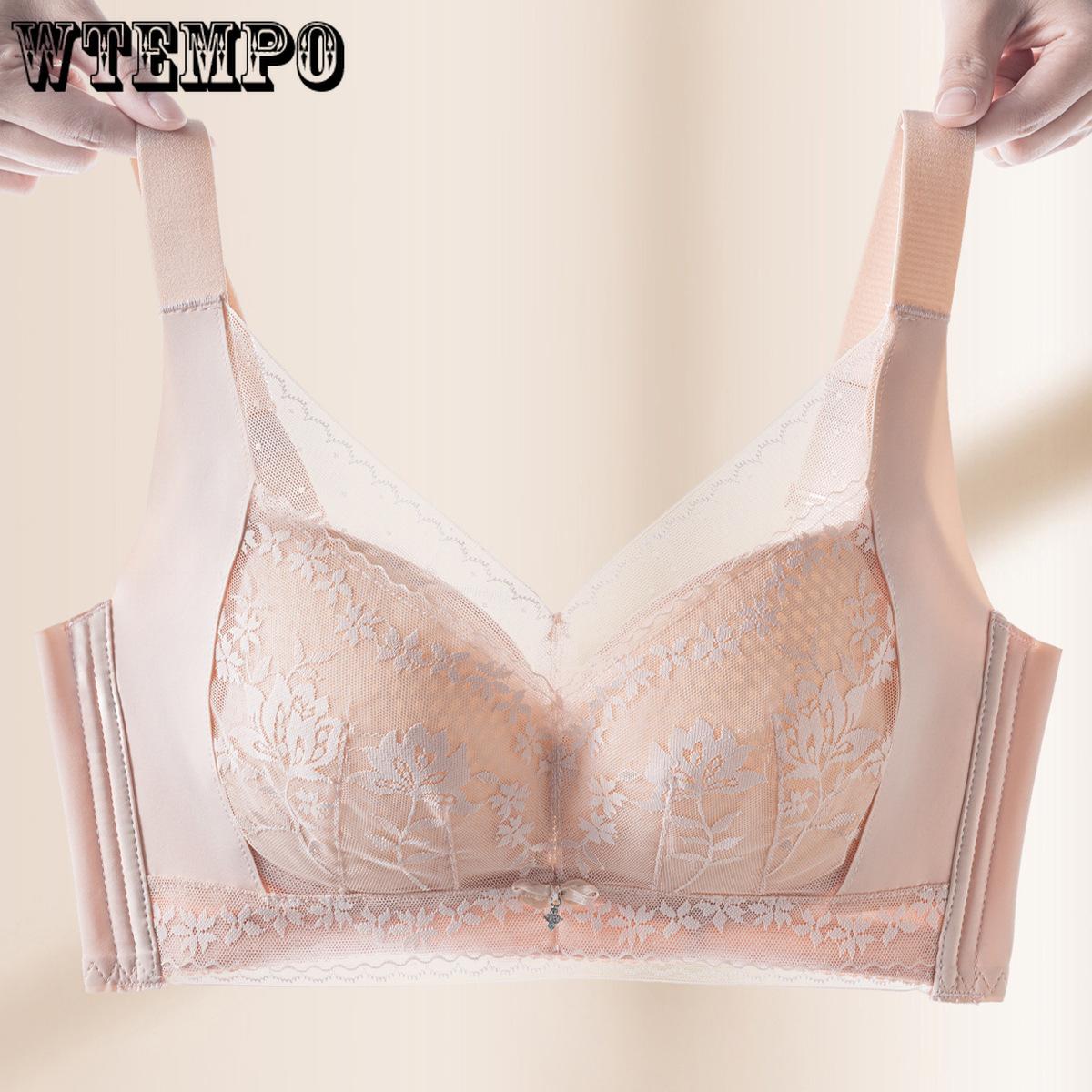 

Gather Bra Women s Thin Plus Size Bra No Steel Ring Adjustable Breast Collection Bra 36/80B чорний