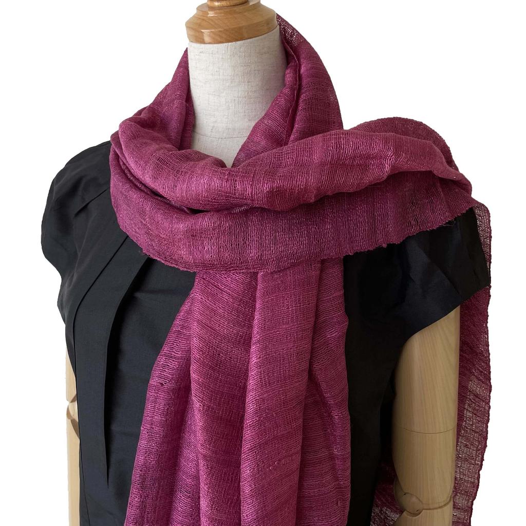 Plain Yamamayu Silk Thai Silk [Kyara] Stole, 100% (Large Size) (Reddish Purple)