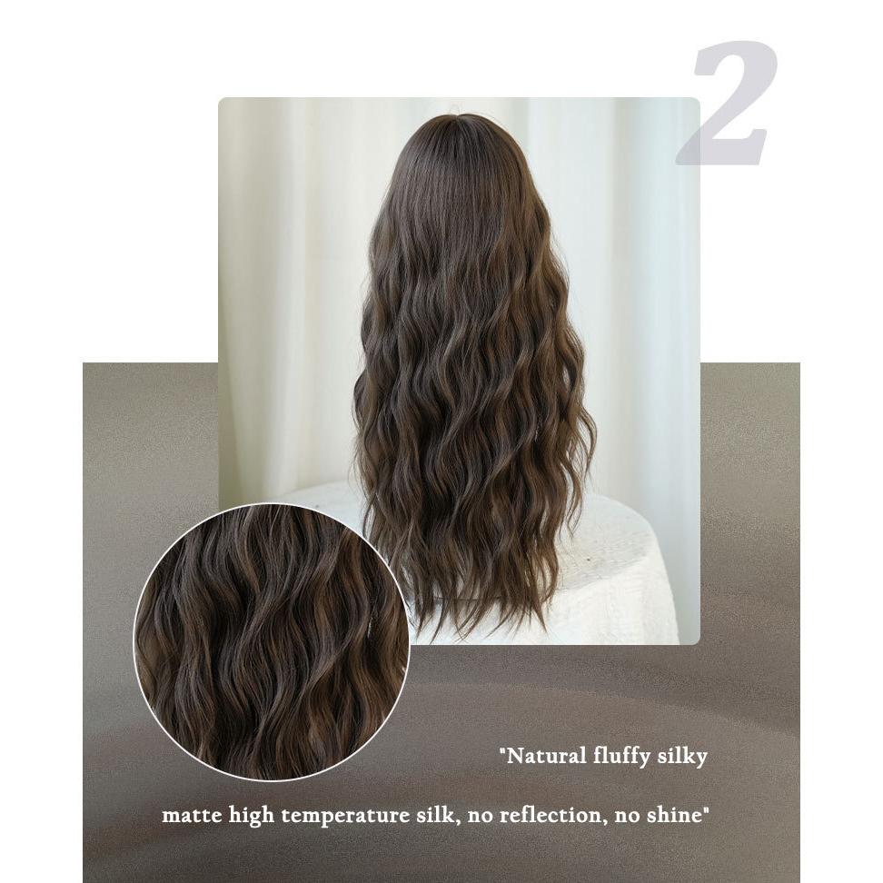 Extra Long Brown Big Waves Wig for Women - Rose Net Full Cap Voluminous Natural, Daily Quick Beauty, High Quality Hair Volume