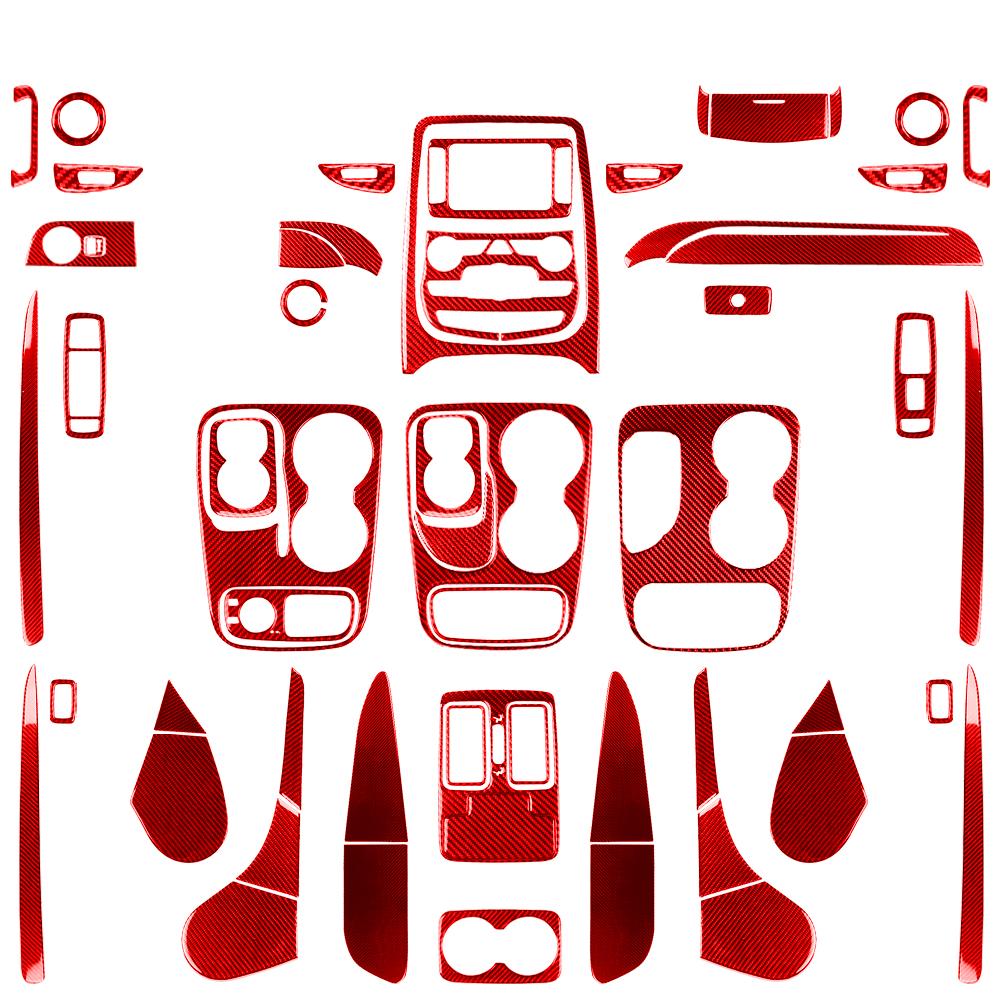 For Dodge Durango 2011-2020 Carbon Fiber Center Console Gear Shift Air Outlet AC CD Window Lift Trim Set Car Accessories Sticker