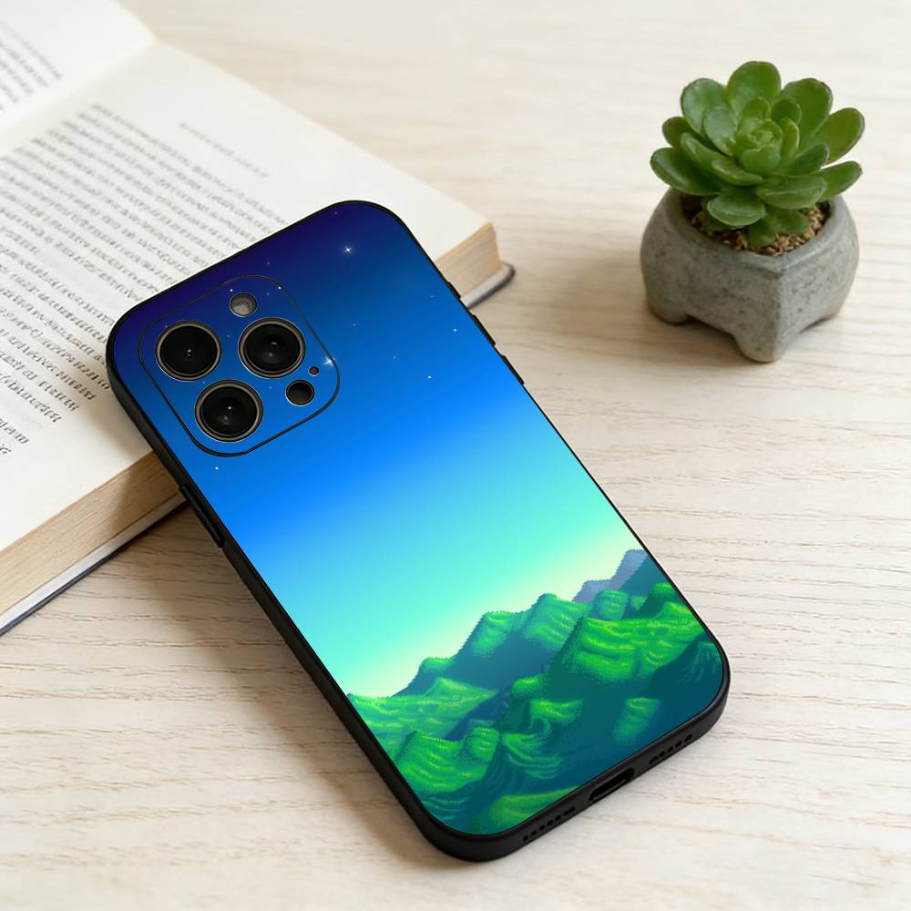 

S-Stardew Valley Phone Case For iPhone 17,16,15,14,13,12,11 Plus,Pro Max,XS,Soft Silicone Black Cover iPhone17promax