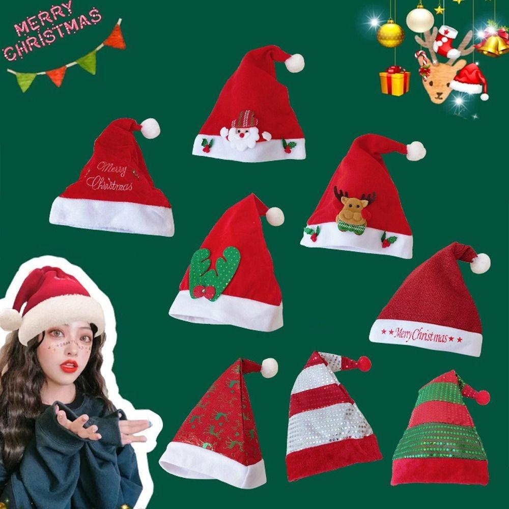 Antler Christmas Accessory Santa Claus Stripe Girl Hat Cotton Hat Christmas Hat New Year Cap