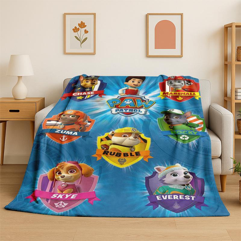 Cartoon P-Patrol Cute Dog Flannel Blanket Soft Warm Throw Blanket for Bedroom Living Room Bed Travel Camping Picnic Gift kids