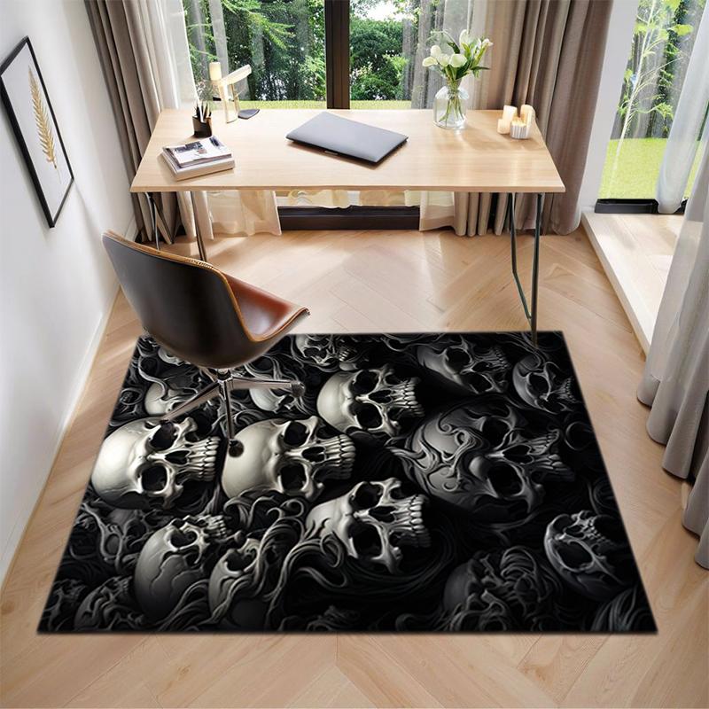 Tappeto Tappetino Stampato con Motivo Teschio Dark Gothic per Soggiorno Camera da Letto Casa Decorazione Divano, Tappetino Antiscivolo