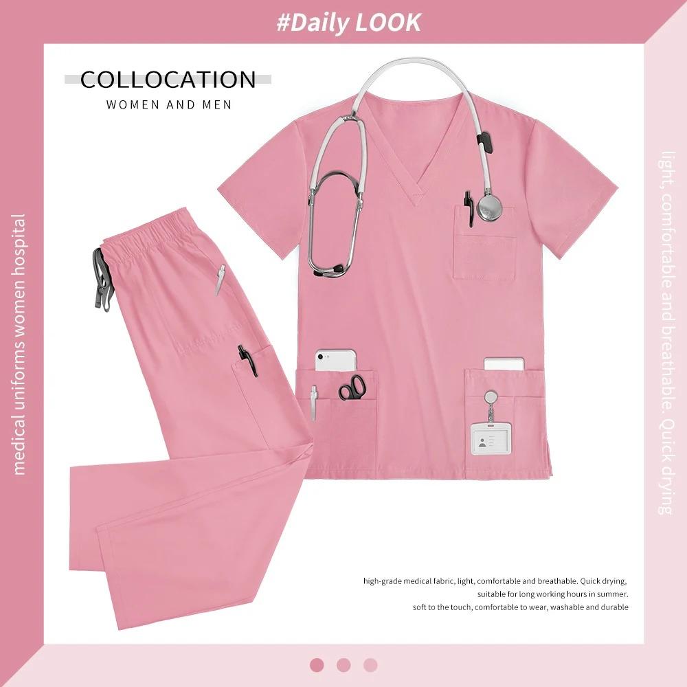 NiaaHinn Anesthetist Nursing Uniform Suit Unisex Spa Beauty Work Clothes Women Scrub Set Pet Clinic Medical Doctor Work Clothing