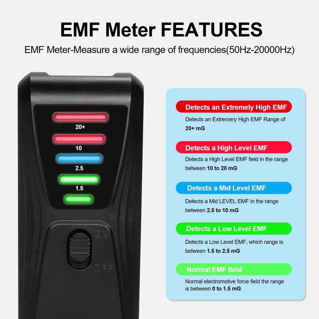 FS-2 Electric Magnetic Field Radiation Tester Portable 5 LED EMF Meter Detector