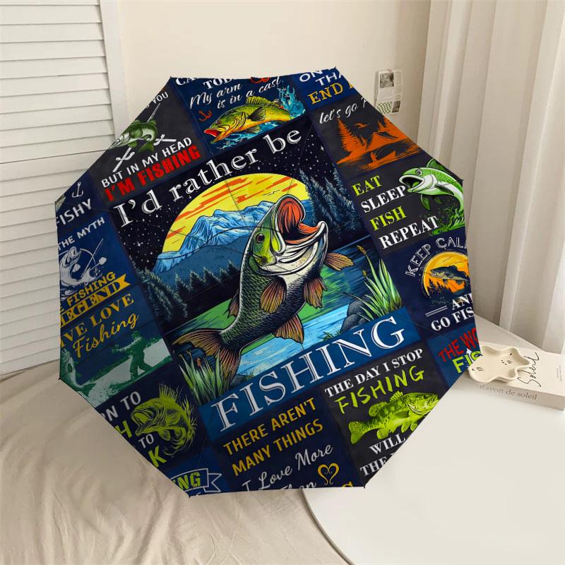1pc Fishing Legend Pattern Umbrella Design Automatic Opening and Closing Umbrella, High-quality Travel Umbrella, C1128061