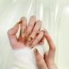High-End Retro Cat Eye Press-On Nails with 3D Bow & Rhinestones