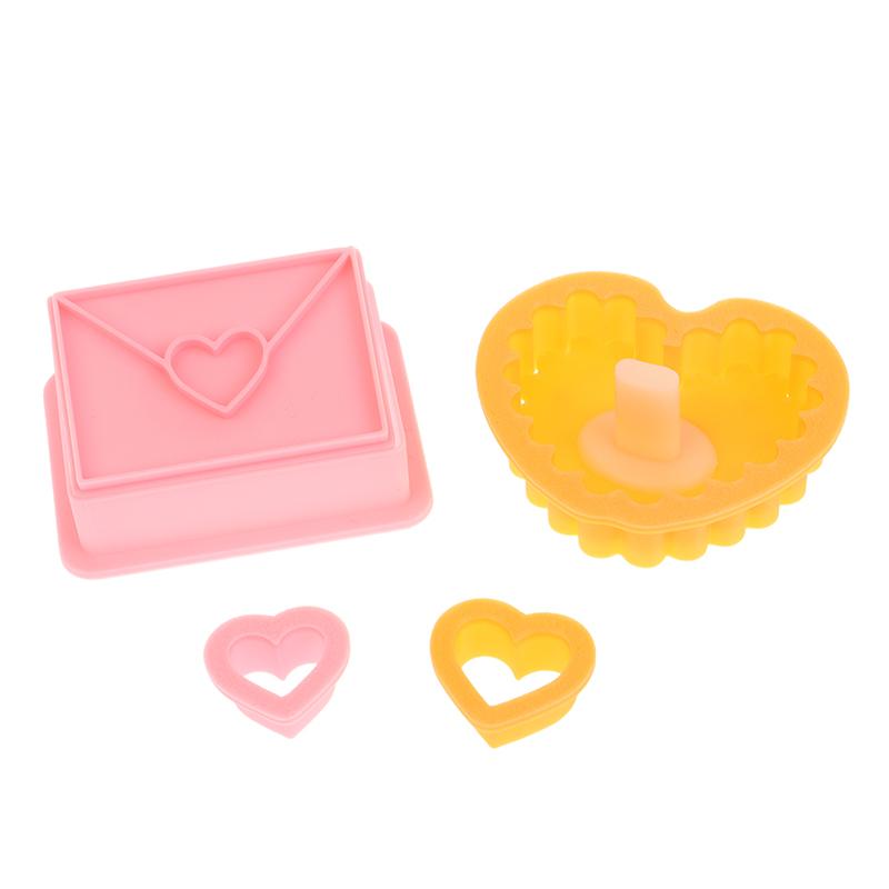 Envelope With Love Heart Shaped Cookie Cutters Stamps Flower Petal Pattern Biscuit Embosser Mould Fondant Baking Decorating Tool