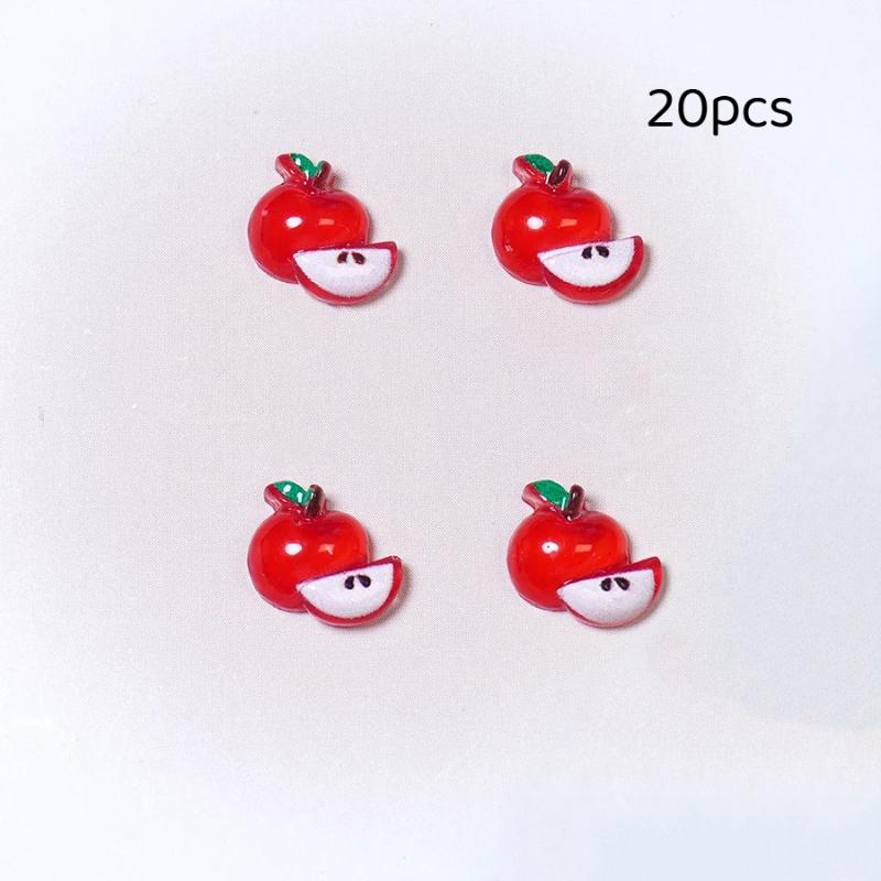 20Pcs Resin Fruit Nail Charms Jewelry Nail Art Decorations Parts Sweet 3D Mini Red Cherry Nail Art Accessories Diy Manicure Tool