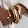 Ingemark Vintage Elliptical Irregular Wave Wide Bracelets for Women Punk Simple Geometric Spring Bangle Grunge Jewelry Steampunk