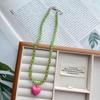 2026 Trendy Cute Candy Color Heart Pendant Glass Beaded Chain Choker Necklace For Women Girls Aesthetic  Neck Accessories