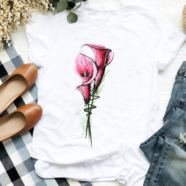 Women Lady Flower Butterfly Cartoon Printing 90s Fashion Print Shirt Clothes T Tee Womens Tshirt For Female Top Graphic T -Shirt