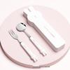 304 Stainless Steel Rabbit Portable Tableware Set: Cute Cartoon Fork and Spoon for Kids, Students, and Office Workers.