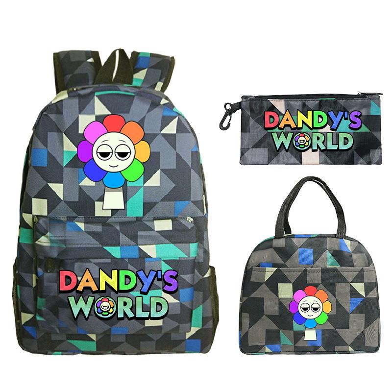 New Dandy's World Game Merchandise Cartoon Printing Student Schoolbag Foreign Trade Pencil Bag Meal Bag Set