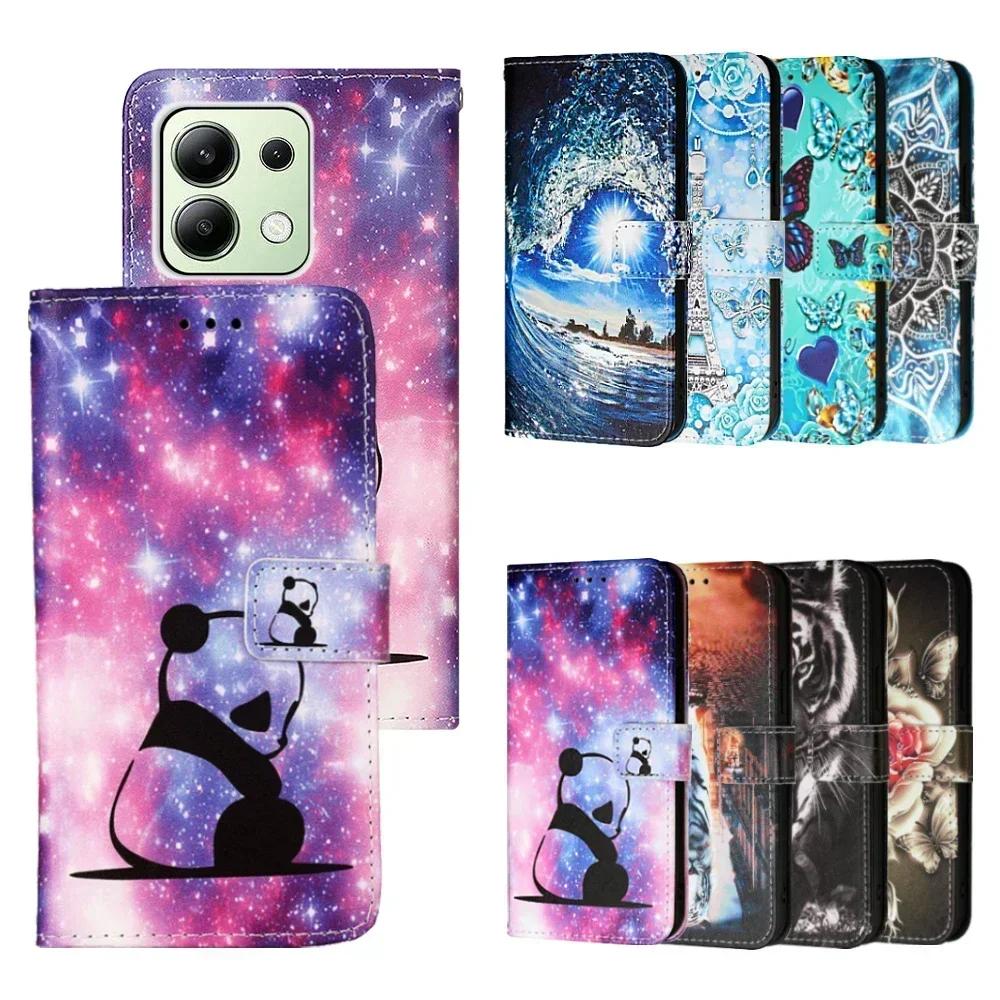 Cute Painted PU Leather Flip Case on For Xiaomi 13T 12T 11T 11 Lite 5G NE Civi 3 2 1S 11 Ultra Poco C40 Wallet Stand Book Cover