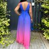 Suer Beach V-neck Halter Suspender Sexy Straps Gradual Change Color Long Dress Dress Dress