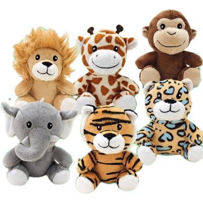 Mini Animali della Foresta Peluche Ripieni Seduti Leone Tigre Elefante Scimmia Leopardo Giraffa Bambola Portachiavi Regali di Compleanno per Bambino