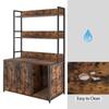Large Cat Litter Box Enclosure with Storage Shelf, Wooden Cat House with Scratch Pad, Sturdy Indoor Pet Cabinet with 2 Doors for Odor Control, Brown