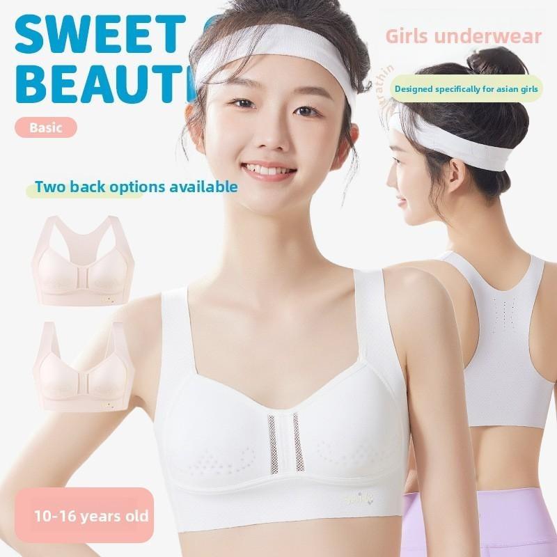 Stage 2 Fixed Cup Puberty Teen Bra, Sports Tank Top Developmental Underwear for Junior & Senior High School Big Girls