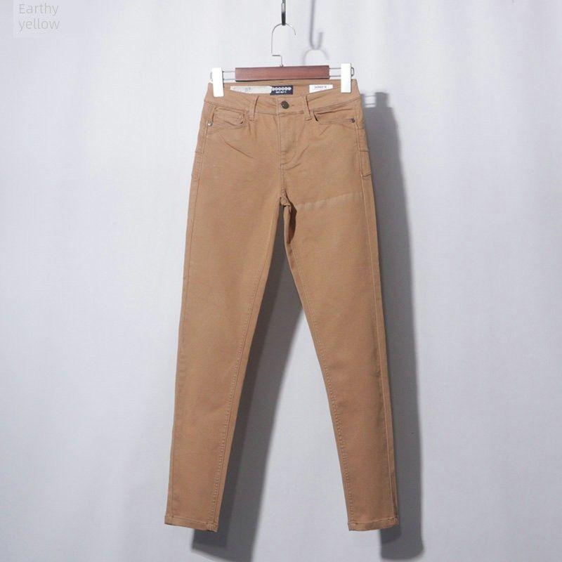 

Узкие Суперэластичные Укороченные Желтовато-коричневые Светло-зеленые Узкие Брюки Soil yellow FR34