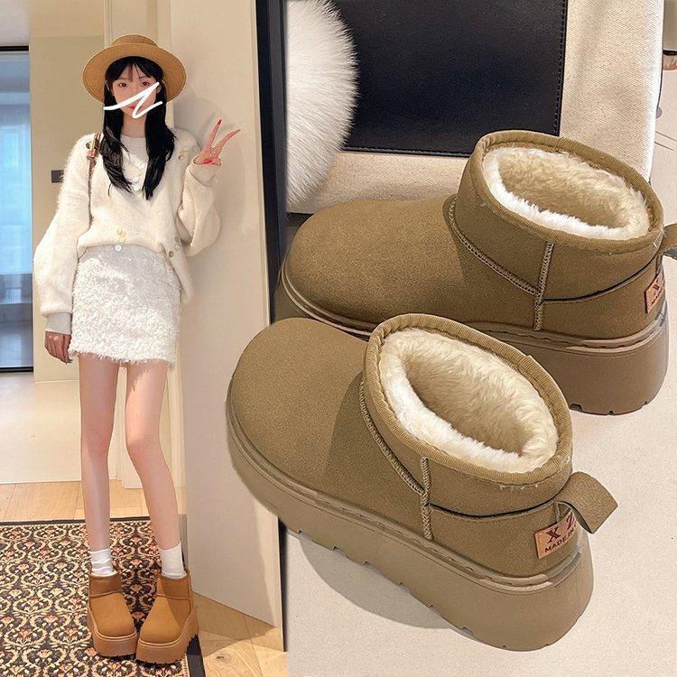 6Cm Snow Boots Women's 2025 Winter New Thick-soled Snow Boots Women's Warm Short Boots Piled Thickened Cotton Shoes