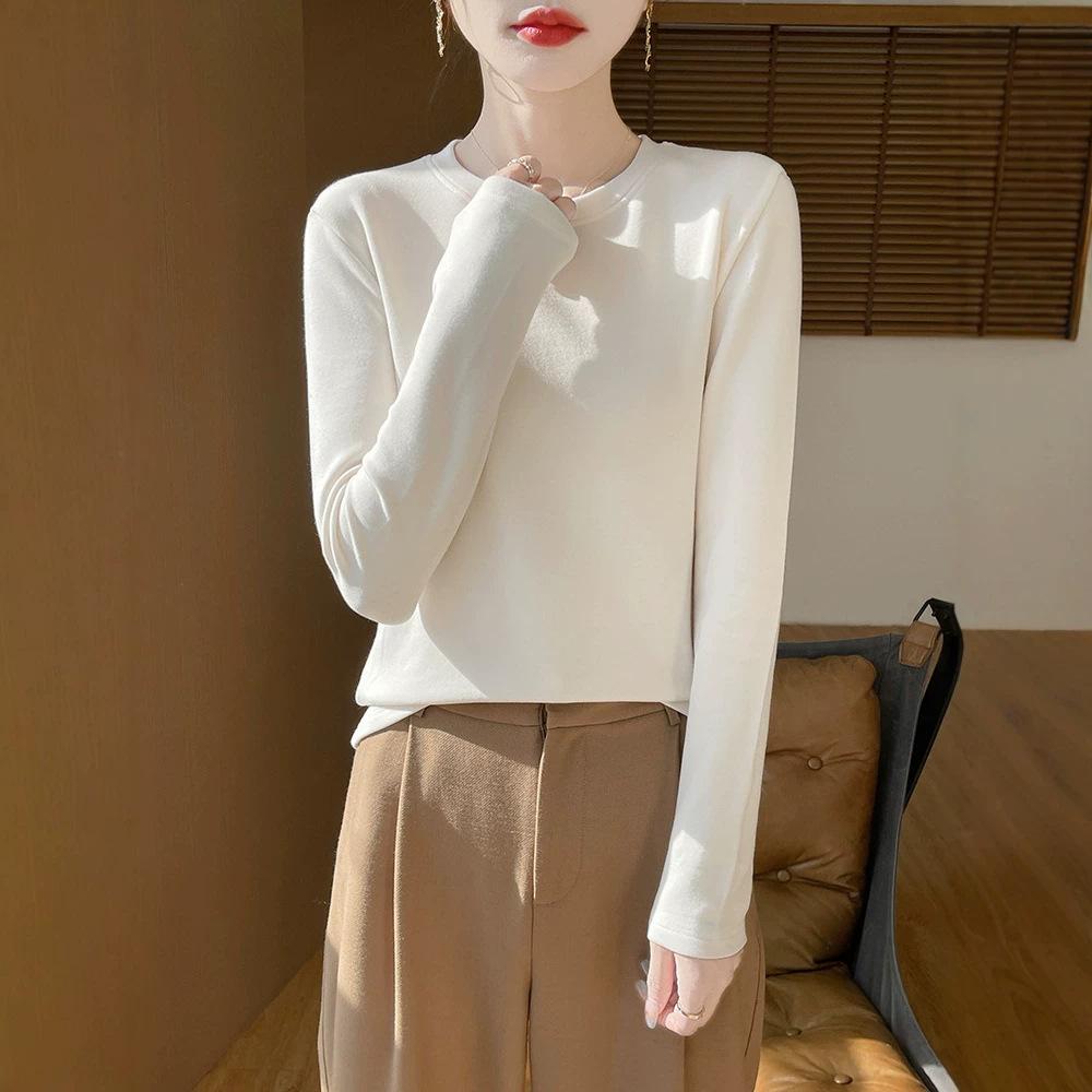 YYFS Women's Fashion Casual Solid Color Print Spring Fall Long Sleeve O-Neck Pullovers & Long Sleeves