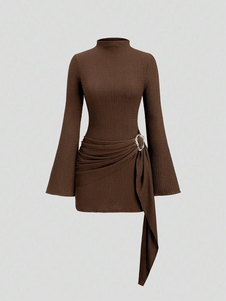 Women's Spring 2026 Slimming Knit Texture Solid Color Dress