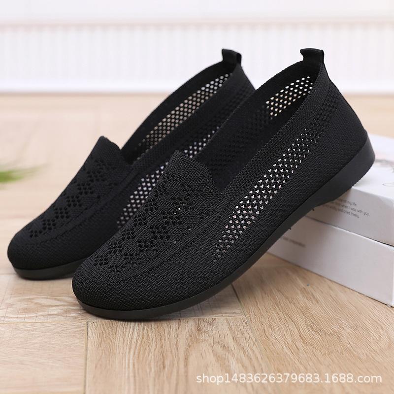 Summer Beijing cloth shoes shallow mouth breathable hollow casual non-slip mid sandals soft sole mesh surface