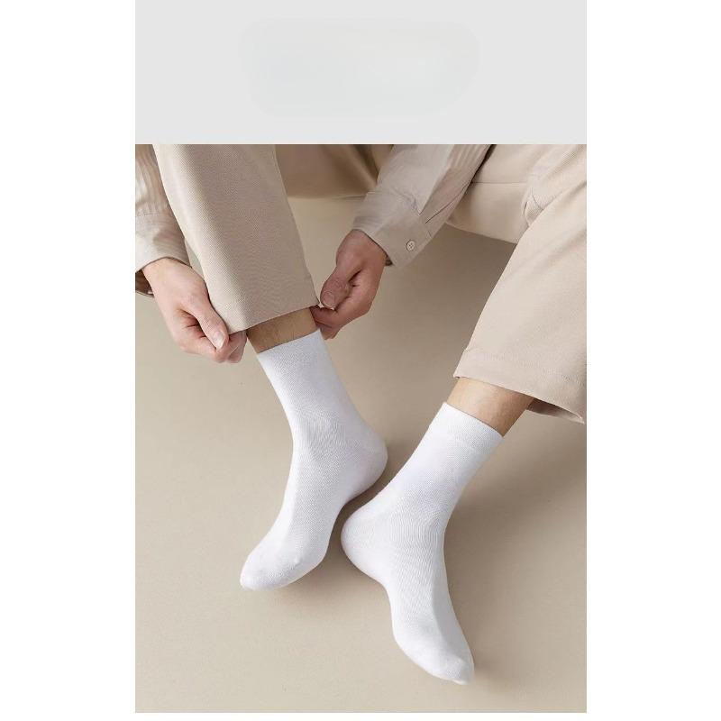Men's Spring and Summer New Solid Color Leisure Business Breathable Tube Cotton Socks