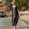 Stickerei Baumwolle Strand Cover Up Saida De Praia Badeanzug Frauen Bikini Cover Up Tuniken für Strand
