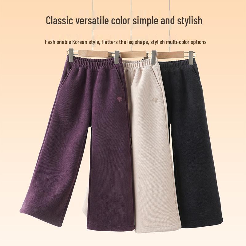 Girls' Fleece-Lined Wide-Leg Corduroy Pants - Winter 2025