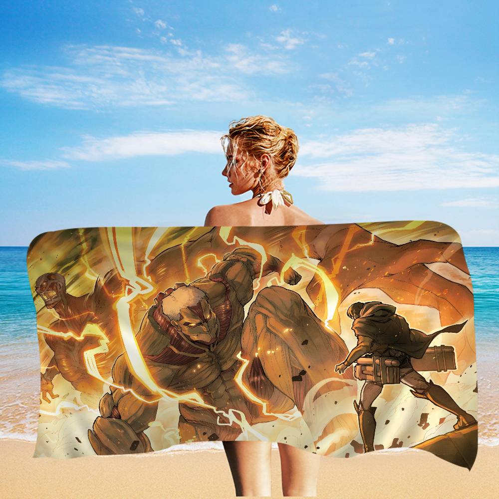 1pc Classic A-Attack O-On T-Titan Microfiber Beach Towel Absorbent Quick Dry Soft Yoga Swimming Resort Mountain Climbing Towel