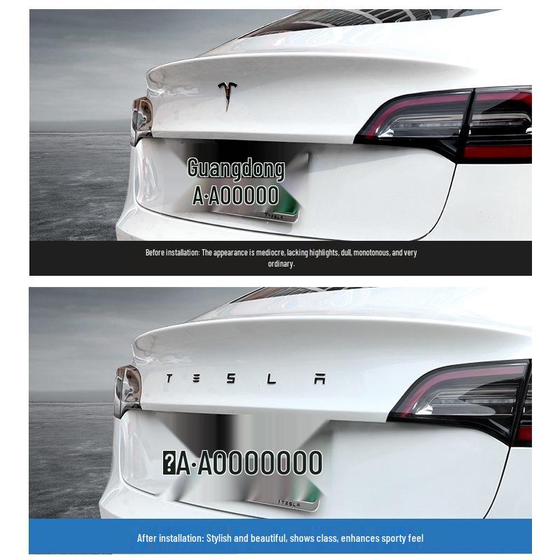 Compatible Tesla Model 3 & Y Car Emblems: Front & Rear Metal 90D English Letter Logos