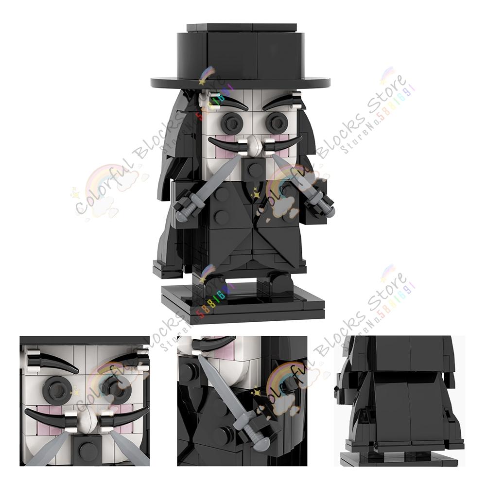 Horror Movie Series Creative Building Blocks DIY Squareheads Characters Models MOC Assembled Bricks Toys Surprise Gifts For Kids