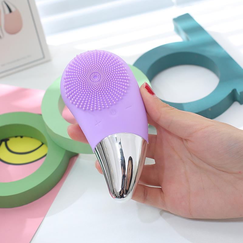 Waterproof Silicone Electric Facial Cleanser & Massager - Makeup Remover & Pore Cleaner фиолетовый