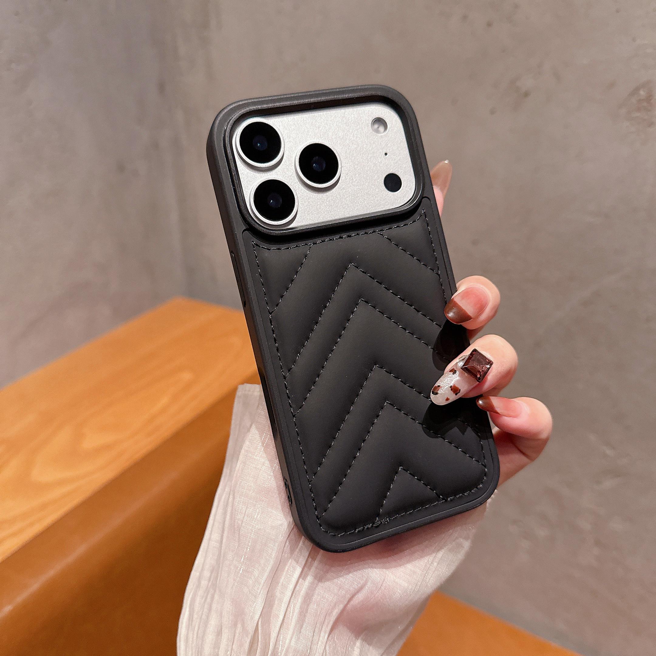 

For iPhone 17 Pro Max Case Down Coat Design Stitching Arrow PU Leather Coated TPU Phone Back Cover