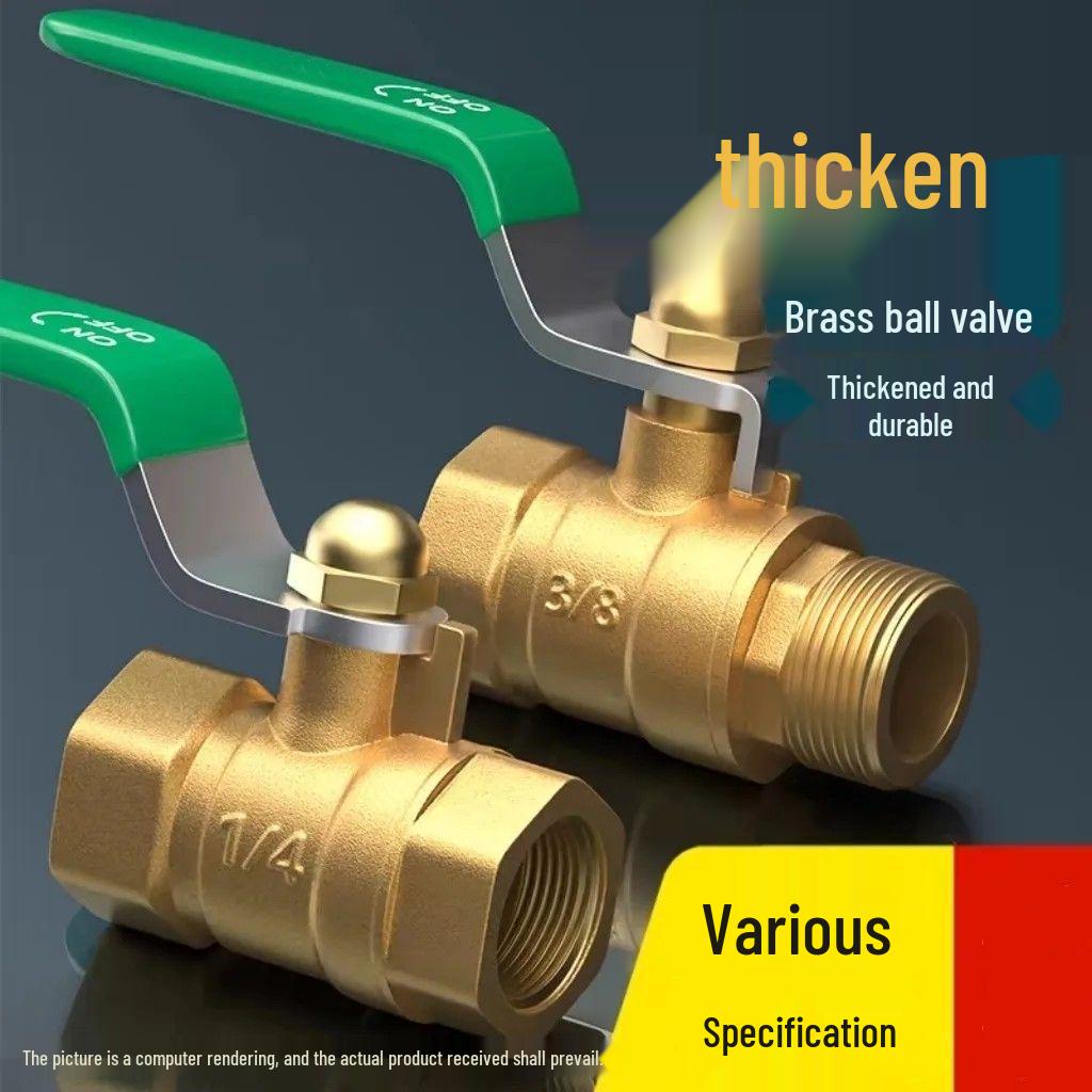 Brass Long Handle Ball Valve - Multi-Size (1/4" to 1") Pneumatic Tap with Internal/External Thread for Water Drain