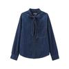 Kaslead New Arrival Women's Fashion Style Fashion Minimalist Bowknot Decoration Denim Shirt 5520267