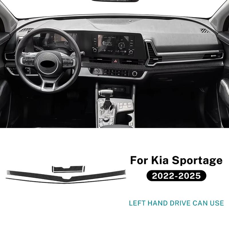 Real Soft Carbon Fiber Sticker For Kia Sportage 2024 2025 LHD RHD Car trument Strip Panel Interior Accessories
