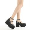 Classic Female Loafers Shoes New Autumn Thick Heels Patent Leather Buckle Pumps Retro Girls Platform High-Heeled Shoes for Women