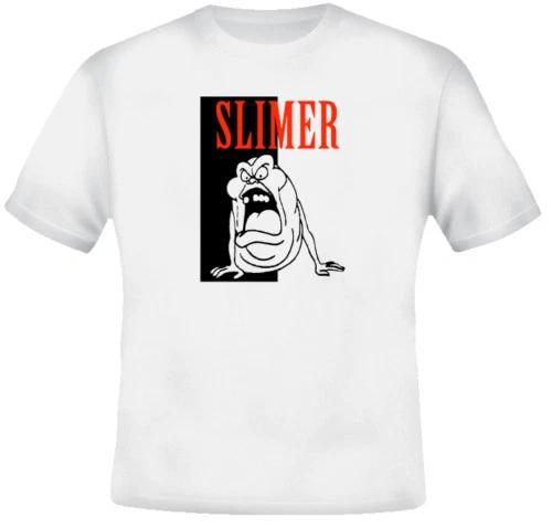 Slimer Ghostbusters Retro 80s Movie Parody White Tshirt S