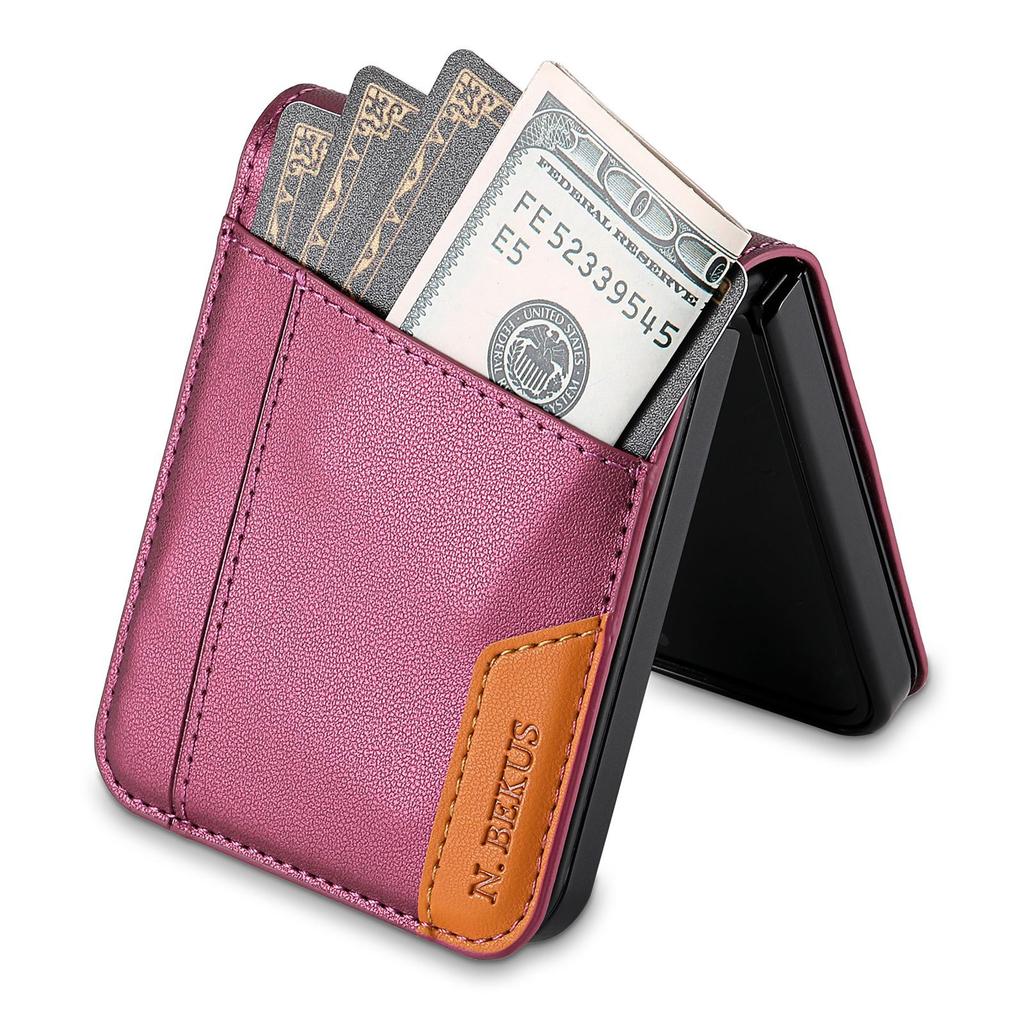Applicable to Samsung Z Flip7/8 mobile phone case Flip3/4/5/6 splicing clamshell leather case card insert wallet case
