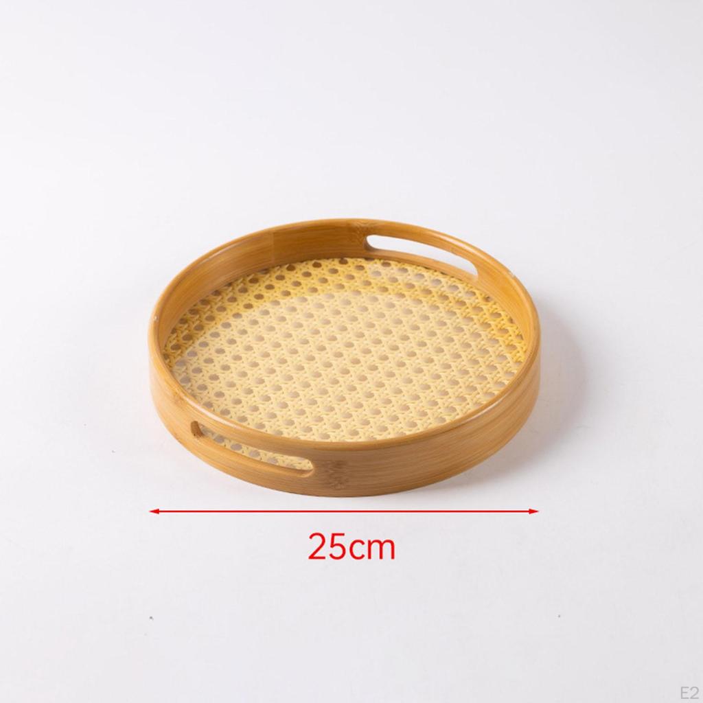 Bamboo Serving Tray with Handles Decorative Breakfast Fruit Dessert for Party